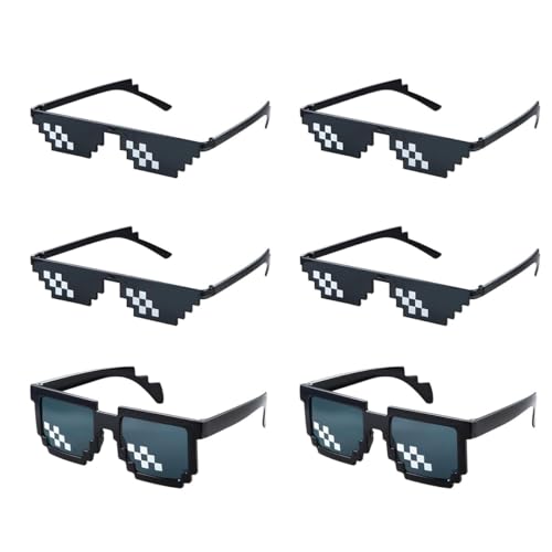 QHFlashbuy Pixel Sonnenbrille 6 Stücke Brille Pixelbrille Sonnenbrille,Coole Sonnenbrille,Mosaik Sonnenbrille Coole Brille,Party Mosaik Brille für Partys und Verkleidungen von QHFlashbuy