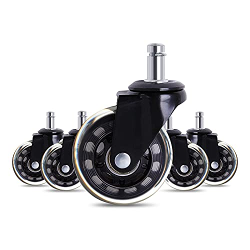 QHLMLL 5 Stück Schwarze Stuhlrollen, 6,35 cm, drehbare Gummirollen, Ersatzrollen mit weicher Sicherheit, Möbelbeschläge (Farbe: Bild) von QHLMLL