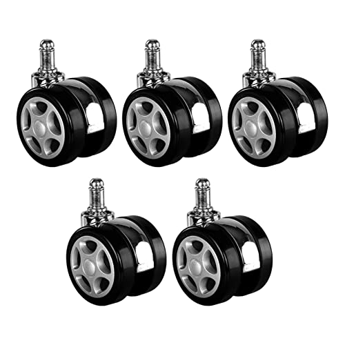 QHLMLL 5er-Pack 2,5 Zoll Universal-Leisesessel-Ersatz-Lenkrollen aus Nylon mit Gummirollen, Möbelbeschläge (Farbe: Schwarz) von QHLMLL