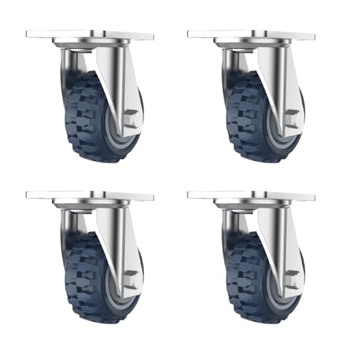 QHLMLL Lenkrollen, 15,2 cm, für Rollwagen, strapazierfähig, für Möbelbeine, 4 Stück, mit Verriegelung, robust, starke Tragkraft (Schwenkrad, 12,7 cm) von QHLMLL