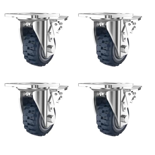 QHLMLL Lenkrollen, 6 Zoll, Lenkrolle, für schwere Wagen, für Möbelbeine, 4er-Set, mit Feststellfunktion, strapazierfähig, Starke Tragwirkung (Bremsrad, 5 Zoll) von QHLMLL