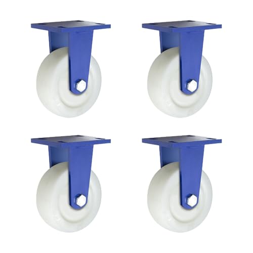 QHLMLL Lenkrollen, 6-Zoll-Lenkrollen, Hochleistungs-4er-Set, Industriell mit Bremse, für Möbelbeine, Nylon, druckfest und verschleißfest (Festrad, 5 Zoll) von QHLMLL