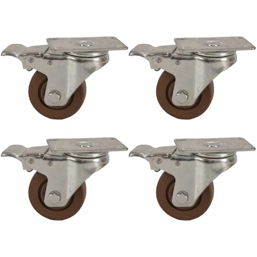 QHLMLL Lenkrollen, für Möbelbeine, für Metallregale, Rollensätze 4, Schwerlastrollen, Plattenlenkrolle mit Bremse, Industriequalität (Bremsrad, 5 Zoll) von QHLMLL