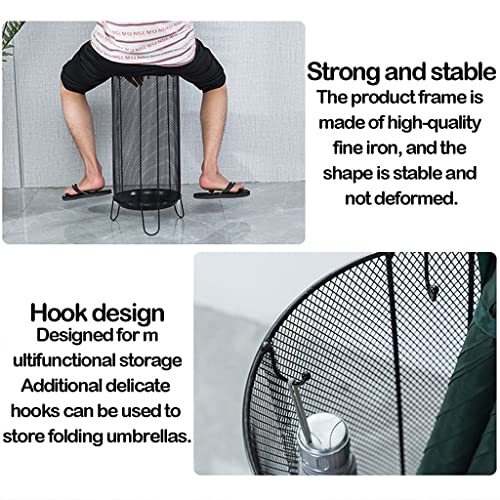 QHLMLL Schirmständer aus Metallgeflecht, runder Schirmhalter für den Eingangsbereich, moderner Schirmständer für den Innenbereich mit festen Haken, für Spazierstöcke, Taschenschirme, Geschenkpapie von QHLMLL