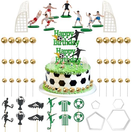 56 Stück Fußball-Kuchenaufsätze für Jungen, Geburtstags-Fußball-Kuchendekorationen, unessbare Kuchendekorationen für Jungen und Mädchen, Sportthema-Kuchendekorationen für Männer, Partyzubehör 56 Stück Fußball-Kuchenaufsätze für Jungen, Geburtstags-Fußball-Kuchendekorationen, unessbare Kuchendekorationen für Jungen und Mädchen, Sportthema-Kuchendekorationen für Männer, Partyzubehör von QHSXMQ