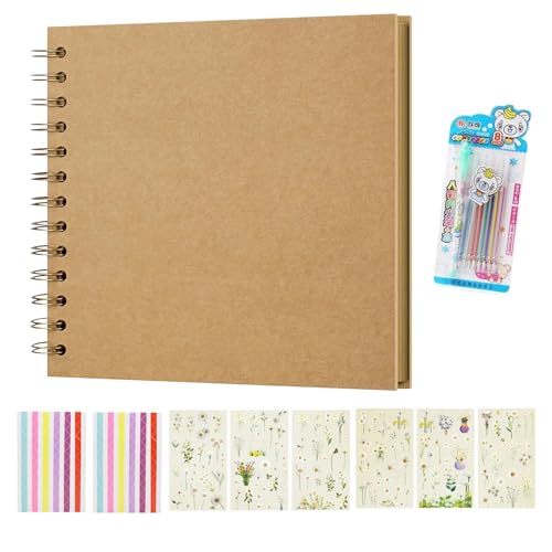 QHSXMQ Fotoalbum 40 Seiten, 18 X 18 cm Khaki Kraftpapier Scrapbook mit ZubehöR, Fotoalbum zum Selbstgestalten, Scrapbook Fotobuch zum Einkleben, Hardcover Photo Album für Hochzeit, Geburtstag QHSXMQ Fotoalbum 40 Seiten, 18 X 18 cm Khaki Kraftpapier Scrapbook mit ZubehöR, Fotoalbum zum Selbstgestalten, Scrapbook Fotobuch zum Einkleben, Hardcover Photo Album für Hochzeit, Geburtstag von QHSXMQ