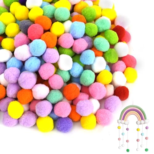 Pompons zum Basteln, Mini-Pompons, 2 cm, weich, flauschig, mehrfarbig, Bastelzubehör für Kinder und Erwachsene, kreative Basteldekorationen, Pompons zum Basteln, 300 Stück Pompons zum Basteln, Mini-Pompons, 2 cm, weich, flauschig, mehrfarbig, Bastelzubehör für Kinder und Erwachsene, kreative Basteldekorationen, Pompons zum Basteln, 300 Stück von QHSXMQ