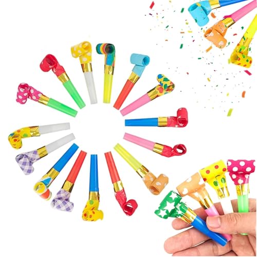 QHSXMQ 30 Stück Tröte Kindergeburtstag, Bunte Partytröten, Tröten für Kinderspielzeug, Kinder Jubel Partytröten für Hochzeit Party Neujahr Party Geburtstag Kinder Party von QHSXMQ