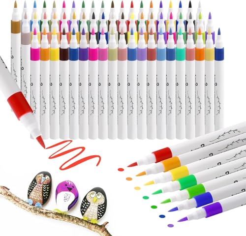 60 Farben Acrylstifte für Steine Zum Bemalen, Acrylic Paint Marker, Acrylfarbe Stifte Wasserfest, Glasmalstifte, Acrylstifte für Steine Wasserfest, Acrylmarker Stifte für Keramik Basteln（60+3 Stück ） von QHSXMQ
