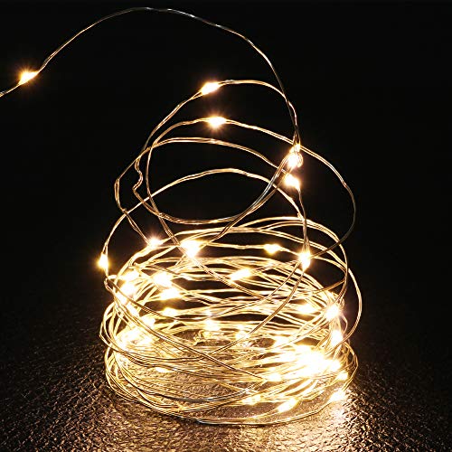 QHYK 2 Pcs 5M 50 LED Lichterkette Batterie, Kupferdraht Lichterketten, für Party, Hochzeit, Bäume, Beleuchtung Deko, Batterie betrieb, Lang 5 M/16.5in, Warmweiß QHYK 2 Pcs 5M 50 LED Lichterkette Batterie, Kupferdraht Lichterketten, für Party, Hochzeit, Bäume, Beleuchtung Deko, Batterie betrieb, Lang 5 M/16.5in, Warmweiß von QHYK