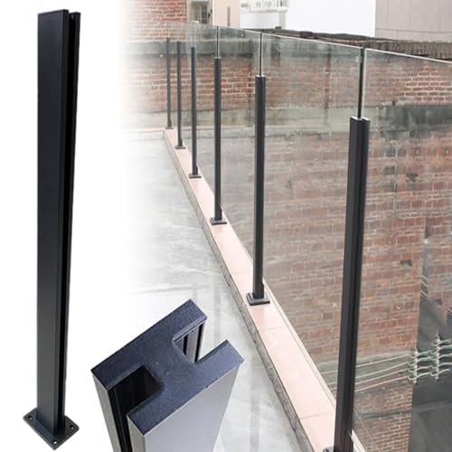 Höhe ist anpassbar Glasgeländerpfosten Systeme, Edelstahl schwarz quadratisch Glas Geländerpfosten, Glasgeländer Klemme für Schritte Balkon Treppe Deck ( Color : Middle Post , Size : 70cm/27.5in ) von QHZYMX
