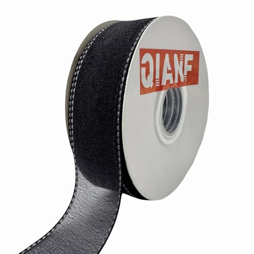 QIANF 25 mm schimmerndes Organzaband, 22 m, Tüllband für Hochzeitseinladungen, Brautsträuße, Geschenkverpackungen, Babyparty, Weihnachtsbaum, Schleifen, Schwarz QIANF 25 mm schimmerndes Organzaband, 22 m, Tüllband für Hochzeitseinladungen, Brautsträuße, Geschenkverpackungen, Babyparty, Weihnachtsbaum, Schleifen, Schwarz von QIANF