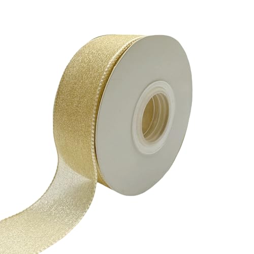 QIANF 25 mm schimmerndes Organzaband, 22 m, Tüllband für Hochzeitseinladungen, Brautsträuße, Geschenkverpackungen, Babyparty, Weihnachtsbaumschleifen, goldfarben QIANF 25 mm schimmerndes Organzaband, 22 m, Tüllband für Hochzeitseinladungen, Brautsträuße, Geschenkverpackungen, Babyparty, Weihnachtsbaumschleifen, goldfarben von QIANF