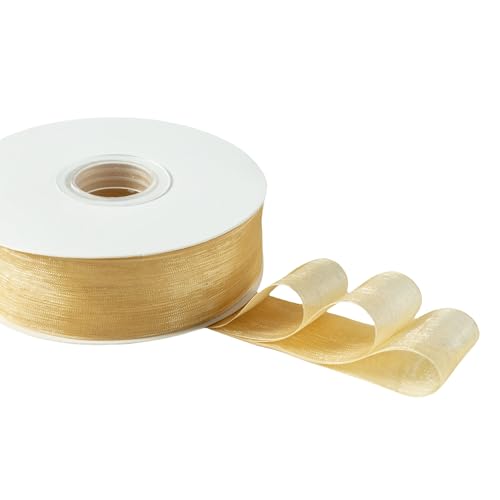 QIANF 25 mm schimmerndes Organzaband, 45 m, Tüllband für Geschenkverpackungen, Hochzeit, Blumenstrauß, Weihnachtsbaum, Dekoration, Schleifen, Basteln, Champagner QIANF 25 mm schimmerndes Organzaband, 45 m, Tüllband für Geschenkverpackungen, Hochzeit, Blumenstrauß, Weihnachtsbaum, Dekoration, Schleifen, Basteln, Champagner von QIANF