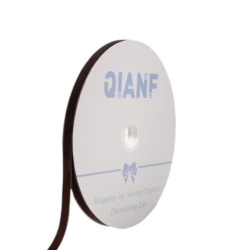 QIANF Braunes Vintage-Samtband, 0,9 cm x 22,7 m, Schokoladenbraun, Weihnachtsband für Geschenkverpackungen, Basteln, Weihnachtsbaumschmuck, Girlande, Dekorationen QIANF Braunes Vintage-Samtband, 0,9 cm x 22,7 m, Schokoladenbraun, Weihnachtsband für Geschenkverpackungen, Basteln, Weihnachtsbaumschmuck, Girlande, Dekorationen von QIANF
