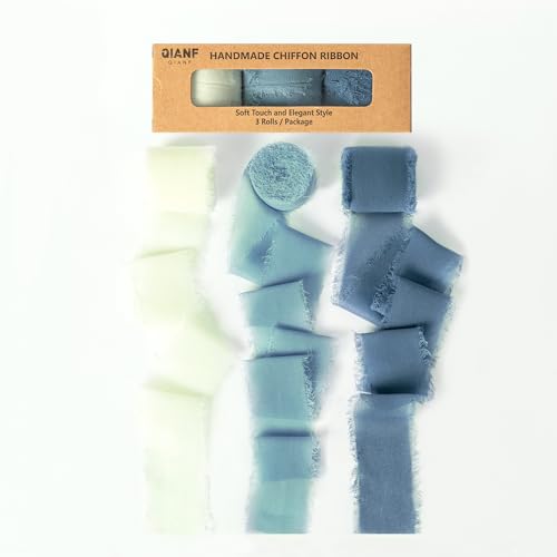 QIANF Handgefertigtes Fransenband aus Chiffon, 3,8 cm x 21 m, ausgefranste Seidenbänder für Hochzeitseinladungen, Blumensträuße, Geschenkverpackungen, Brautpartys, Party-Dekorationen QIANF Handgefertigtes Fransenband aus Chiffon, 3,8 cm x 21 m, ausgefranste Seidenbänder für Hochzeitseinladungen, Blumensträuße, Geschenkverpackungen, Brautpartys, Party-Dekorationen von QIANF