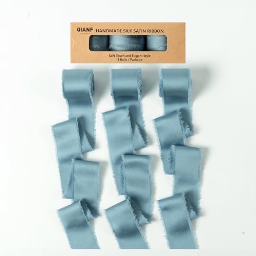 QIANF Handgefertigtes Satin-Seidenband mit Fransen, 3,8 cm x 21 m, ausgefranste Kanten, Bänder für Hochzeitseinladungen, Blumensträuße, Geschenkverpackungen, Braut-Baby-Party-Dekoration QIANF Handgefertigtes Satin-Seidenband mit Fransen, 3,8 cm x 21 m, ausgefranste Kanten, Bänder für Hochzeitseinladungen, Blumensträuße, Geschenkverpackungen, Braut-Baby-Party-Dekoration von QIANF