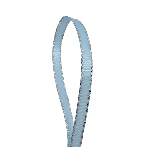 QIANF Hellblaues doppelseitiges Satinband mit silberfarbenem Rand für Geschenkverpackungen, Haarschleifen, Hochzeits-Party-Dekoration, Basteln, Nähen, Einladungskarten, Blumensträuße, Weihnachten, 0,6 QIANF Hellblaues doppelseitiges Satinband mit silberfarbenem Rand für Geschenkverpackungen, Haarschleifen, Hochzeits-Party-Dekoration, Basteln, Nähen, Einladungskarten, Blumensträuße, Weihnachten, 0,6 von QIANF