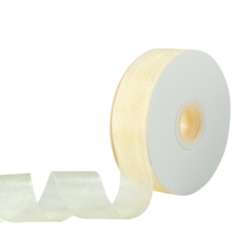 QIANF Organzaband, 2,5 cm, elfenbeinfarben, cremefarben, 45,7 m, Tüllband für Hochzeitseinladungen, Brautblumensträuße, Geschenkverpackung, Babyparty, Weihnachtsbaumdekoration, Schleifen, Basteln QIANF Organzaband, 2,5 cm, elfenbeinfarben, cremefarben, 45,7 m, Tüllband für Hochzeitseinladungen, Brautblumensträuße, Geschenkverpackung, Babyparty, Weihnachtsbaumdekoration, Schleifen, Basteln von QIANF