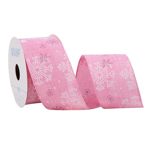QIANF Rosa Glitzer-Schneeflocken-Juteband, Jute-Weihnachtsband für Weihnachtsbaumdekoration, Schleifenherstellung, Geschenkverpackung, Kranz, 6,3 cm x 9,1 m QIANF Rosa Glitzer-Schneeflocken-Juteband, Jute-Weihnachtsband für Weihnachtsbaumdekoration, Schleifenherstellung, Geschenkverpackung, Kranz, 6,3 cm x 9,1 m von QIANF