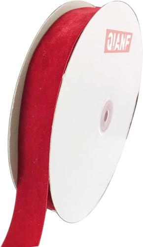QIANF Rotes Samtband, Stoffbordüre für Geschenkverpackungen, Weihnachtskranz, Dekoration, Bastelarbeiten, Hochzeitsdekoration, Schleifenherstellung, 25 mm QIANF Rotes Samtband, Stoffbordüre für Geschenkverpackungen, Weihnachtskranz, Dekoration, Bastelarbeiten, Hochzeitsdekoration, Schleifenherstellung, 25 mm von QIANF