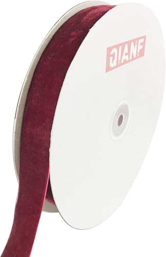 QIANF Samtband, 25 mm, Burgunderrot, für Geschenkverpackungen, Weihnachtskranz, Dekoration, Bastelarbeiten, Hochzeitsdekoration, Schleifenherstellung QIANF Samtband, 25 mm, Burgunderrot, für Geschenkverpackungen, Weihnachtskranz, Dekoration, Bastelarbeiten, Hochzeitsdekoration, Schleifenherstellung von QIANF