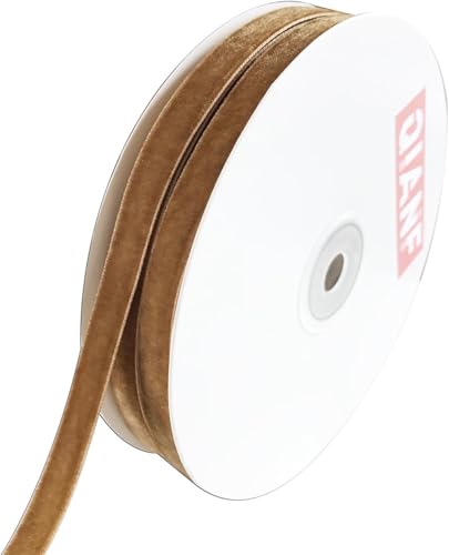 QIANF Samtband für Geschenkverpackungen, Weihnachtskranz, Dekoration, Basteln, Hochzeitsdekoration, Schleifenherstellung, 10 mm, 22 m, Khaki QIANF Samtband für Geschenkverpackungen, Weihnachtskranz, Dekoration, Basteln, Hochzeitsdekoration, Schleifenherstellung, 10 mm, 22 m, Khaki von QIANF