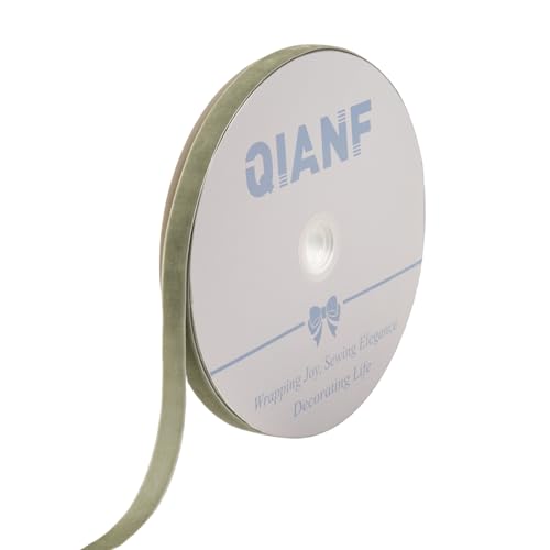 QIANF Samtband im Vintage-Stil, Salbeigrün, 1,6 cm x 22,7 m, Weihnachtsband für Geschenkverpackungen, Basteln, Weihnachtsbaumschmuck, Girlande, Dekorationen QIANF Samtband im Vintage-Stil, Salbeigrün, 1,6 cm x 22,7 m, Weihnachtsband für Geschenkverpackungen, Basteln, Weihnachtsbaumschmuck, Girlande, Dekorationen von QIANF