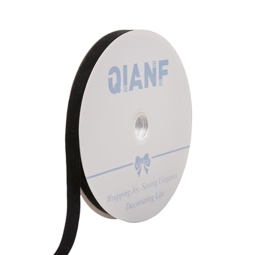 QIANF Samtband im Vintage-Stil, für Geschenkverpackungen, Basteln, Weihnachtsbaumschmuck, Girlande, Dekorationen, 1,6 cm x 22,7 m, Schwarz von QIANF