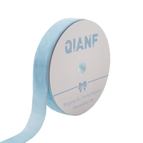 QIANF Samtband im Vintage-Stil, himmelblau, Weihnachtsband für Geschenkverpackungen, Basteln, Weihnachtsbaumschmuck, Girlande, Dekorationen, 3,8 cm x 22,8 m QIANF Samtband im Vintage-Stil, himmelblau, Weihnachtsband für Geschenkverpackungen, Basteln, Weihnachtsbaumschmuck, Girlande, Dekorationen, 3,8 cm x 22,8 m von QIANF