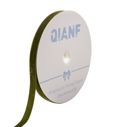 QIANF Samtband im Vintage-Stil, moosgrün, 1,6 cm x 22,7 m, Weihnachtsband für Geschenkverpackungen, Basteln, Weihnachtsbaumschmuck, Girlande, Dekorationen QIANF Samtband im Vintage-Stil, moosgrün, 1,6 cm x 22,7 m, Weihnachtsband für Geschenkverpackungen, Basteln, Weihnachtsbaumschmuck, Girlande, Dekorationen von QIANF