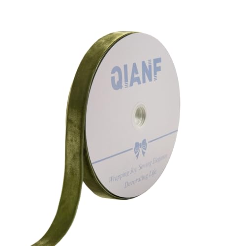 QIANF Samtband im Vintage-Stil, moosgrün, 2,5 cm x 22,7 m, Weihnachtsband für Geschenkverpackungen, Basteln, Weihnachtsbaumschmuck, Girlande, Dekorationen QIANF Samtband im Vintage-Stil, moosgrün, 2,5 cm x 22,7 m, Weihnachtsband für Geschenkverpackungen, Basteln, Weihnachtsbaumschmuck, Girlande, Dekorationen von QIANF