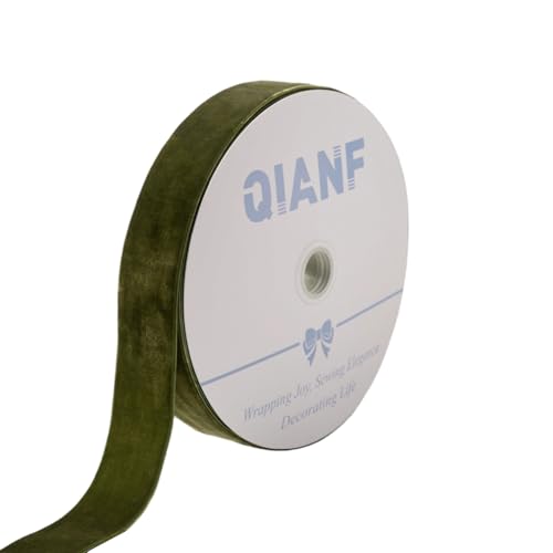 QIANF Samtband im Vintage-Stil, moosgrün, Weihnachtsband für Geschenkverpackungen, Basteln, Weihnachtsbaumschmuck, Girlande, Dekorationen, 3,8 cm x 22,8 m QIANF Samtband im Vintage-Stil, moosgrün, Weihnachtsband für Geschenkverpackungen, Basteln, Weihnachtsbaumschmuck, Girlande, Dekorationen, 3,8 cm x 22,8 m von QIANF