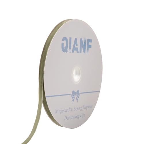 QIANF Samtband im Vintage-Stil, salbeigrün, 0,9 cm x 22,7 m, Weihnachtsband für Geschenkverpackungen, Basteln, Weihnachtsbaumschmuck, Girlande, Dekorationen QIANF Samtband im Vintage-Stil, salbeigrün, 0,9 cm x 22,7 m, Weihnachtsband für Geschenkverpackungen, Basteln, Weihnachtsbaumschmuck, Girlande, Dekorationen von QIANF
