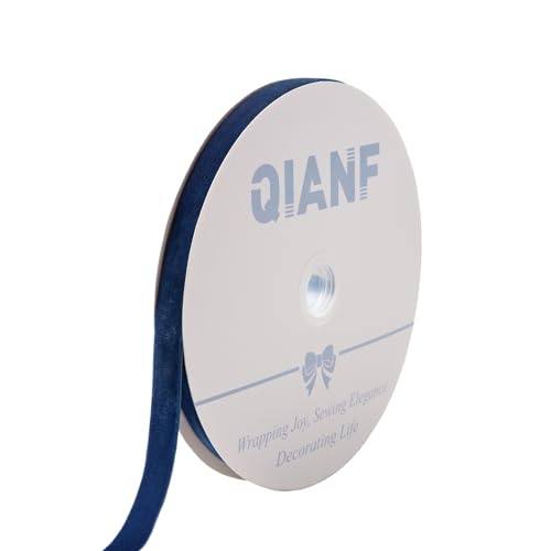 QIANF Samtband im Vintage-Stil, saphirblau, Weihnachtsband für Geschenkverpackungen, Basteln, Weihnachtsbaumschmuck, Girlande, Dekorationen, 1,6 cm x 22,7 m von QIANF