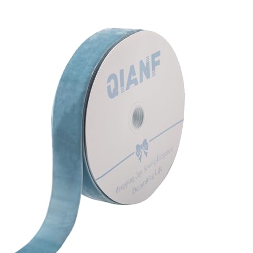 QIANF Samtband im Vintage-Stil, staubblau, Weihnachtsband für Geschenkverpackungen, Basteln, Weihnachtsbaumschmuck, Girlande, Dekorationen, 3,8 cm x 22,8 m QIANF Samtband im Vintage-Stil, staubblau, Weihnachtsband für Geschenkverpackungen, Basteln, Weihnachtsbaumschmuck, Girlande, Dekorationen, 3,8 cm x 22,8 m von QIANF