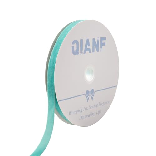 QIANF Samtband im Vintage-Stil, türkisblau, für Geschenkverpackungen, Basteln, Weihnachtsbaumschmuck, Girlande, Dekorationen, 1,6 cm x 22,7 m von QIANF