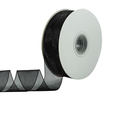 QIANF Schwarzes Organzaband, 45,7 m, Tüllband für Hochzeitseinladungen, Brautblumensträuße, Geschenkverpackung, Babyparty, Weihnachtsbaumdekoration, Schleifen, Basteln, 2,5 cm QIANF Schwarzes Organzaband, 45,7 m, Tüllband für Hochzeitseinladungen, Brautblumensträuße, Geschenkverpackung, Babyparty, Weihnachtsbaumdekoration, Schleifen, Basteln, 2,5 cm von QIANF
