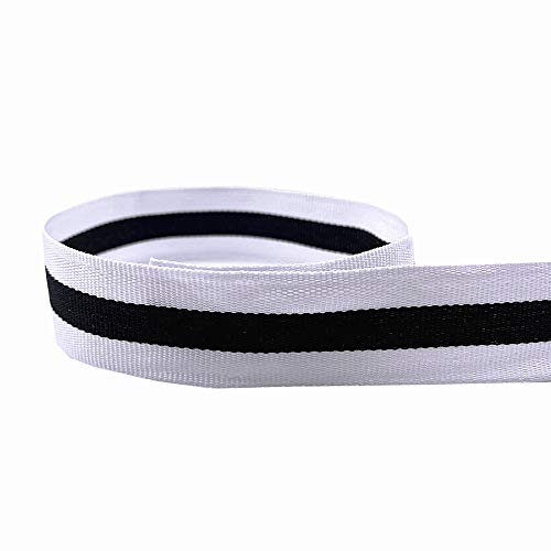QIANF Weiß/Schwarz/Weiß gestreiftes Ripsband – 0,95 cm 22 Meter (mehrere Breiten und Farben erhältlich) von QIANF