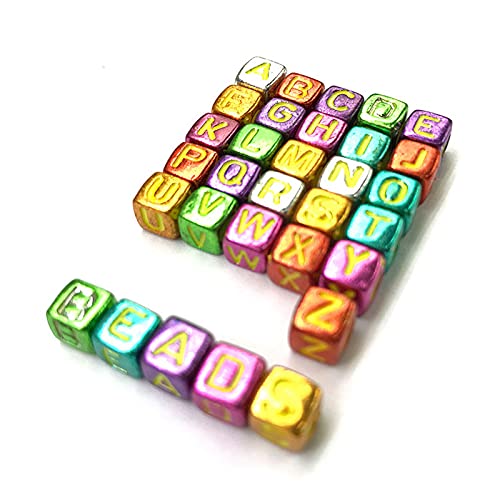 300 Stück 6 x 6 mm bunte beschichtete quadratische Buchstaben-Acrylperlen, Alphabet-Würfel, lose Abstandshalter, Perlen für Handarbeiten, Schmuckherstellung, DIY-Armbänder QIANGHAN von QIANGHAN
