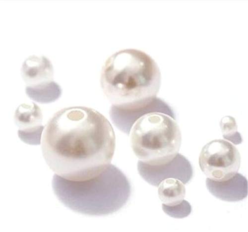300 Stück 8 mm ABS Elfenbeinfarbene Imitationsperlen Großhandel runde Kunststoffkugel europäische Abstandshalter Loch Perlen für DIY Schmuckherstellung QIANGHAN von QIANGHAN