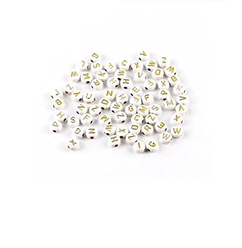 Acrylperlen, gemischte Buchstaben, 4 x 7 mm, flach, rund, Abstandshalter, Alphabet-Perlen für Schmuckherstellung, handgefertigte Halsketten, Armbänder, 300 Stück QIANGHAN von QIANGHAN