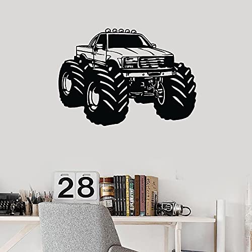 QIANGTOU Monster Truck Vinyl Wandtattoo Wohnkultur Kinderzimmer Garage Kunstwand Abnehmbare Wandaufkleber 101x143cm von QIANGTOU