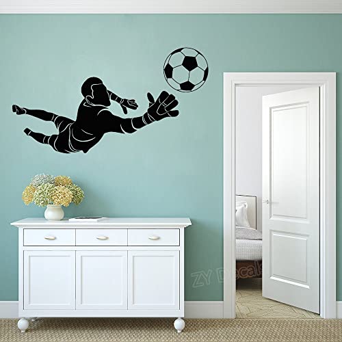 QIANGTOU Sport Wandaufkleber Abnehmbare Fußball Torwart Spieler Wandtattoo Kinder Jungen Zimmer Dekor Vinyl Sport Kunst Wandbild Wandaufkleber 77x42cm von QIANGTOU