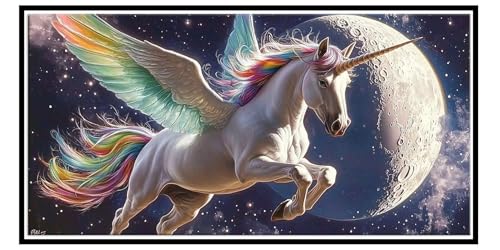 DIY Diamant Painting Einhorn, Diamond Painting Erwachsene Groß xxl, 5D Diamant Malerei Kunst Bilder, Mosaikherstellung, Geeignet Als Geschenk, Zur Entspannung und Als Aesthetic Wanddeko 50x100cm t-147 von QIANLUOO