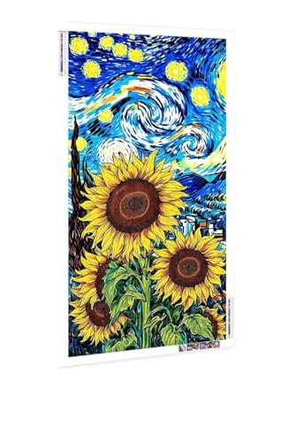 Diamond Painting Erwachsene Groß XXL 30x60 cm, Diamond Painting Van Gogh und Sonnenblumen Diamant Painting Bilder Kinder DIY Diamond Art Stickerei Gem Art Painting Kit for Home Wall Dekorieren K-792 von QIANLUOO