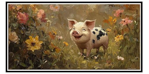 Diamond Painting Erwachsene Groß xxl, Diamant Painting Bilder Tiere Schweine, 5D Diamant Malerei Set für Anfänger, DIY Mosaikherstellung Bastelset für Haus Wanddeko, Geschenke für Frauen 80x160cm Y145 von QIANLUOO