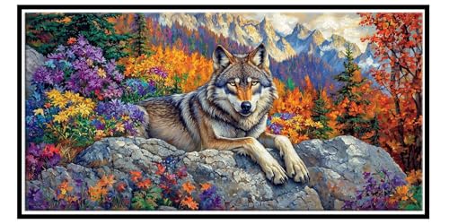 Diamond Painting Erwachsene Groß xxl, Diamant Painting Bilder Tiere Wölfe, 5D Diamant Malerei Set für Anfänger, DIY Mosaikherstellung Bastelset für Haus Wanddeko, Geschenke für Frauen 30x60cm Y-128 von QIANLUOO