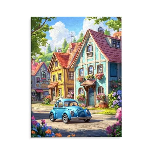Malen Nach Zahlen Erwachsene Auto Hütte, Malen Nach Zahlen Kits mit Pinseln und Acrylfarben, DIY Ölgemälde Set Malen Basteln Leinwand Anfänger, Als Geschenk für Wanddeko, 40 x 50 cm (ungerahmt) y-759 von QIANLUOO