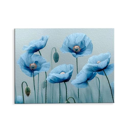 Malen Nach Zahlen Erwachsene Blaue Mohn, Malen Nach Zahlen Kits mit Pinseln und Acrylfarben, DIY Ölgemälde Set Malen Basteln Leinwand Anfänger, Als Geschenk für Wanddeko, 80 x 110 cm (ungerahmt) y-571 von QIANLUOO